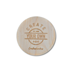 Create Your Own Personalised Laser Engraved Birch Plywood Round Coaster - 90mm - natural wood look